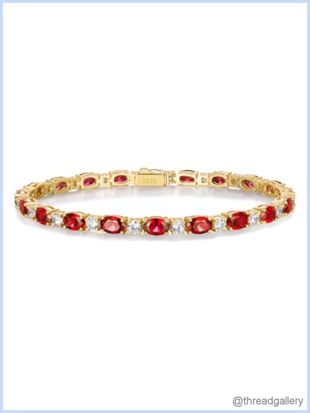Womens Tennis Bracelet 925 Sterling Silver 14K Gold Plated CZ Gemstone